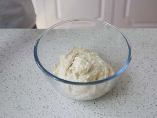 3、蔬菜【四色吐司】,.先把酵母和水搅拌均匀,再倒入面粉里,搅拌均匀至无颗粒,盖保鲜膜进行发酵。室温发酵、冷藏发酵均可,主要看液种的状态,当液种表面出现气泡或者气孔,内部呈现丰富的蜂室温发酵至内部呈现丰富的蜂窝状时,即可。