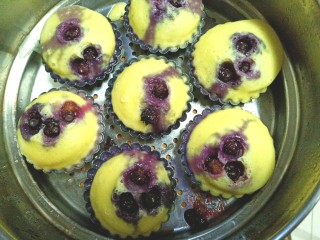 16、蒸蓝莓鸡蛋糕,蒸好关火焖3分钟