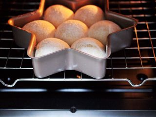 10、圣诞雪花豆沙包,烤箱175度提前预热后，放入面包胚。