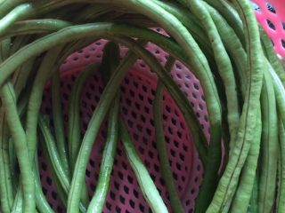 5、土豆肉末酿豆角,豆角提前泡一下清水,(防止有农药残留)洗干净,把头尾切掉一点