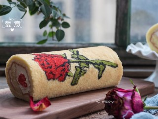 27、彩绘玫瑰蛋糕卷,手绘玫瑰蛋糕卷，蕴含火热爱心哦！