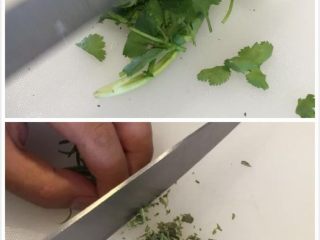 1、法式迷迭香烤小羔羊排,迷迭香、百里香和香菜切碎备用