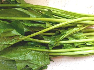 1、菠菜鸡蛋糕,取菠菜摘去根