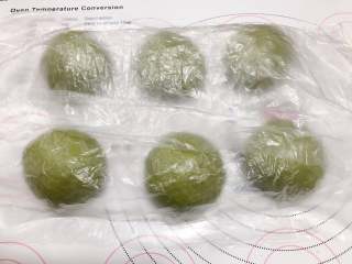 7、抹茶热狗肠面包,用保鲜袋子盖住松弛20分钟
