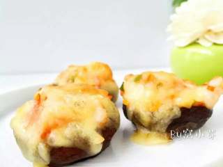 7、芝士虾仁焗香菇,趁热享用吧