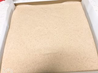 13、咖啡蛋糕卷,金盘铺上烤盘纸，蛋糕糊倒入金盘，震几下消泡。