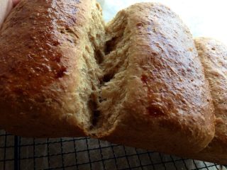 18、汤种全麦面包～柔软拉丝,房间开着冷气，半小时就冷却至手掌温度了，撕开吧～