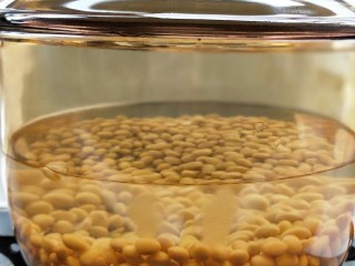 5、佐粥下饭的黄豆辣椒酱,加入两倍多黄豆量的清水。