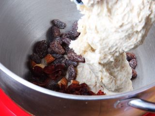 8、蔓越梅乡村面包,再将坚果类放入厨师机。