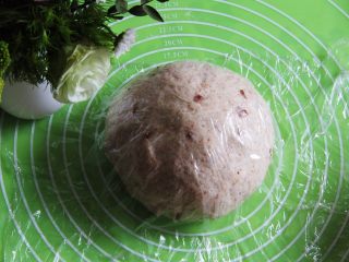 15、蔓越梅乡村面包,整理、滚圆盖上保鲜膜静置20分钟。