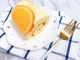 22、橙香蛋糕卷,切块开吃