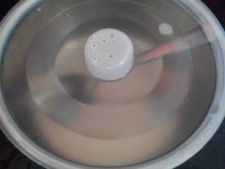 2、自制酸奶,酸奶机内胆和勺子洗干净，把刚刚烧开的开水倒满内胆，盖上盖子进行5分钟的消毒