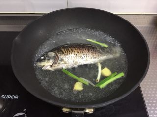 5、鲫鱼浓汤,接着加水，与鱼齐平或稍没过鱼，开锅转小火煮40分钟