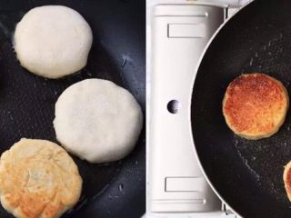 12、天上掉馅饼了，开不开心！？；）,看看面皮慢慢变成金黄都觉得是一种享受，煎至两面都金黄酥脆，大功告成！