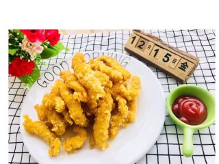 9、香脆鸡柳,因口味，沾番茄酱！成品！