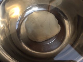 4、青南瓜肉包,和好的面团，光滑，盖上保鲜膜，发酵；