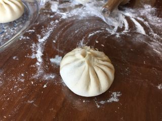 15、青南瓜肉包,慢慢的一个一个都捏起来，成一个漂亮的包子；