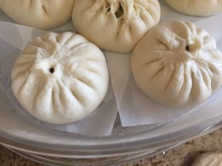 17、青南瓜肉包,发酵至两倍大；上锅蒸15分钟，焖5分钟；