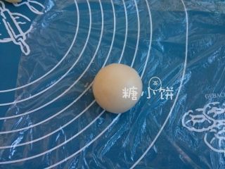 5、【卡通冰皮月饼（椰香奶黄馅）】超级懒人法,包好的样子，收口捏紧，朝下放置。依次包好所有