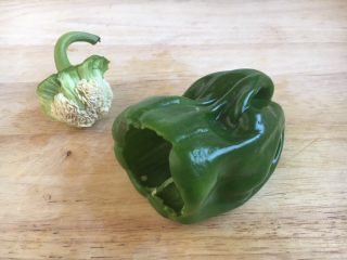 4、#圆土豆# 土豆肉片炒辣子,把辣子的柄掰下来。