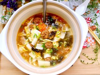 16、五色食蔬➕娃娃菜木耳粉丝藕丸汤,成品