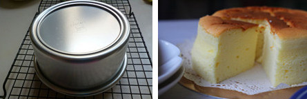 8、貌似轻乳酪~~~~酸奶蛋糕 ,出炉后立即倒扣，至不烫手后翻转脱模，放凉后冰箱冷藏后口感更佳。