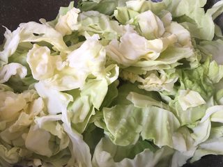 5、手撕包菜,倒入包菜