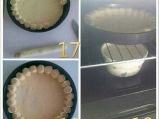 7、自制披萨,放入烤箱第二次发酵,底部放一碗开水,15分钟后拿出。