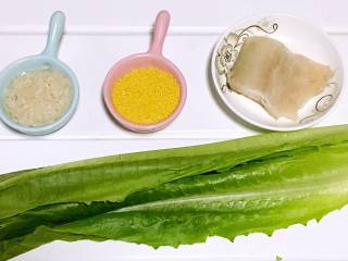 1、翡翠鳕鱼粥宝宝辅食,大米/25克,小米/15个,鳕鱼/50克,油麦菜/25克