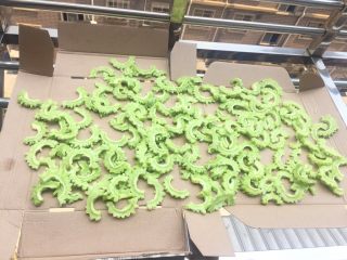 3、神下饭之酸苦瓜炒卤肥肠,平铺暴晒一五个小时 ，晒掉部分水分 ，使其形成不饱和酸。