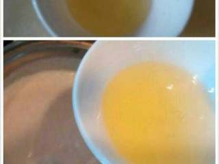 3、炸鲜奶,蛋清分离，奶糊煮开再加蛋清搅拌均匀。