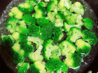 3、黑胡椒意大利面,锅中烧开水，烫一下西兰花，捞出待用。