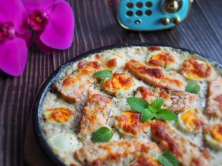 16、三文鱼派,成品。