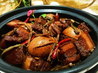 48、大口吃肉系列➕干豆角鸡蛋红烧肉,成品