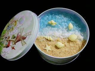 16、海洋系列酸奶盒子,如果做透明盒子或者玻璃球的海洋蛋糕，蛋糕底用消化饼干颜值会更好。