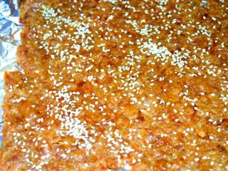 7、猪肉脯,撒上熟白芝麻