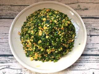 7、韭菜鸡蛋饺子,馅拌好