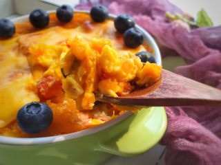 16、宝宝辅食12M➕：南瓜虾仁芝士吐司布丁,成品图