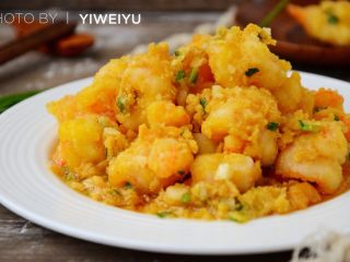 15、咸蛋黄虾仁,成品