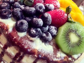 13、经典八寸裸胚蛋糕,边缘挤上巧克力酱待它慢慢滴落，成品完美！