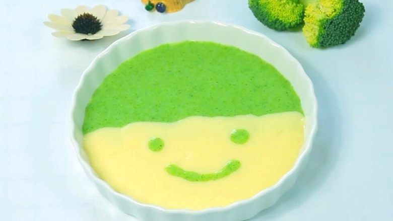 西兰花蛋黄米糊宝宝辅食好看好吃好营养