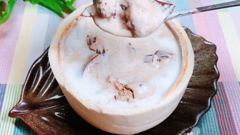 鲜椰浆苦咖啡绵绵冰椰子油奶白顺滑诱人极了