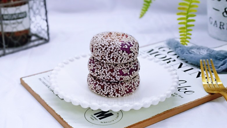 补血养颜低脂紫薯红糖糯米饼