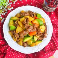 三色鲜炒牛腱