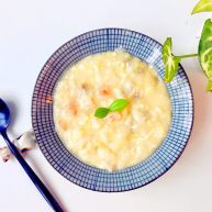 宝宝辅食鲜虾平菇面疙瘩汤10M