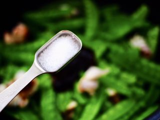 9、鲜鱿爆荷兰豆,加入适量盐调味。