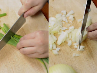 7、法式龙虾浓汤,蒜叶切段，洋葱切粒