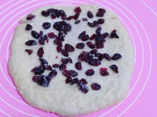 10、日式炼乳蔓越莓面包,撒上蔓越莓干。（你喜欢的果干都可以）
