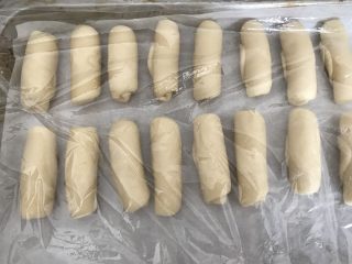 9、绿豆饼～酥了一地渣儿,全部卷好，盖保鲜膜松弛15-20分钟