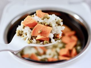 14、绿豆红薯饭,臻米脱糖养生蒸汽饭煲，比煮的更香更好吃，特别适合家里有糖尿病的人吃，用它就能实现，不吃主食不可取，低糖饭营养更健康，蒸好的绿豆红薯饭，粒粒饱满，清香软糯，口感超赞。